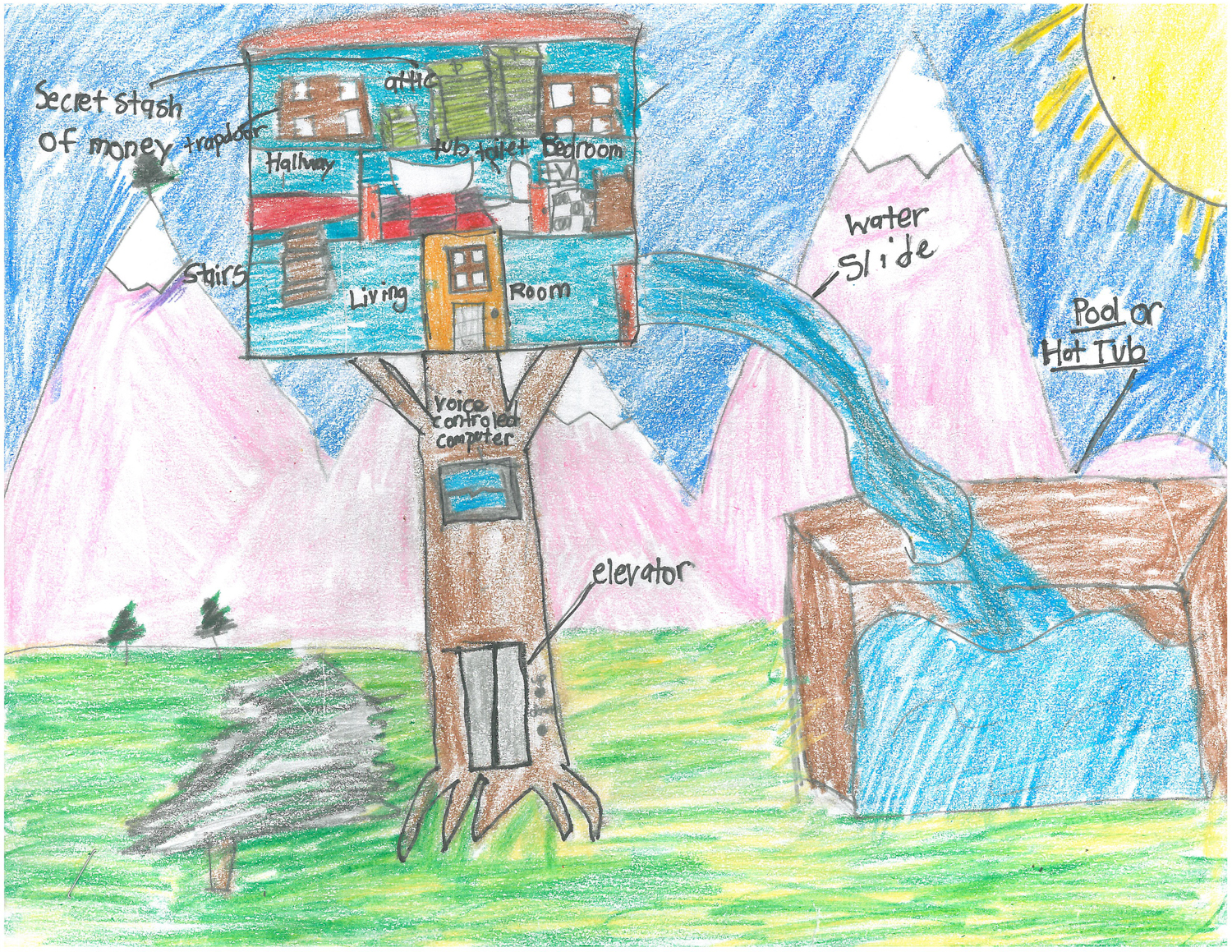 tree house drawing for kids