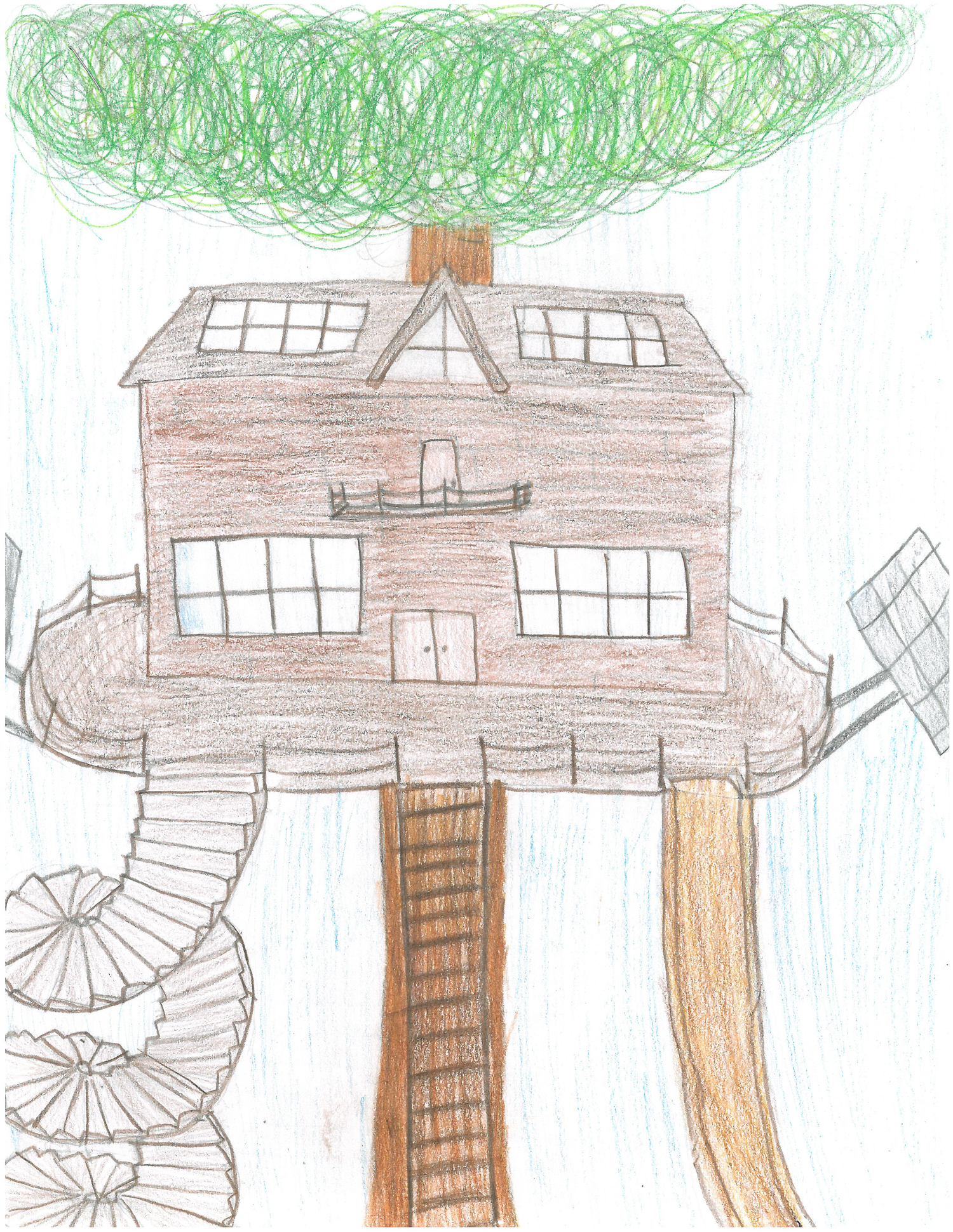 how to draw a treehouse for kids