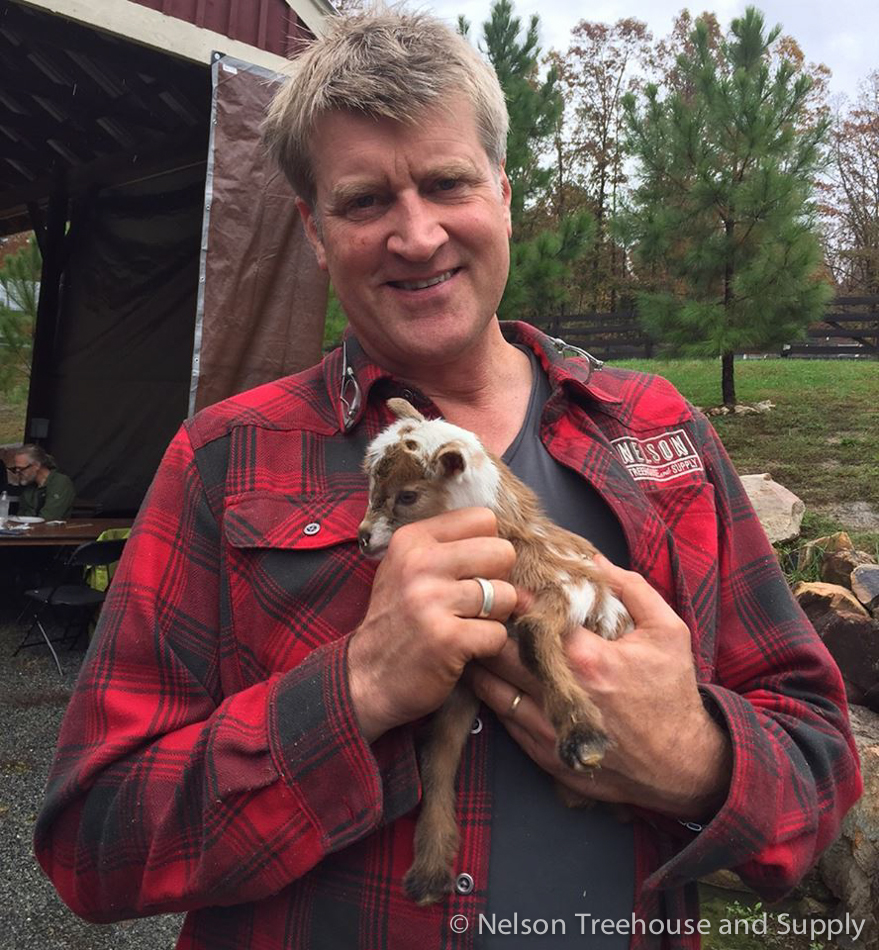  Pete with little Pete the goat on a build in North Carolina 