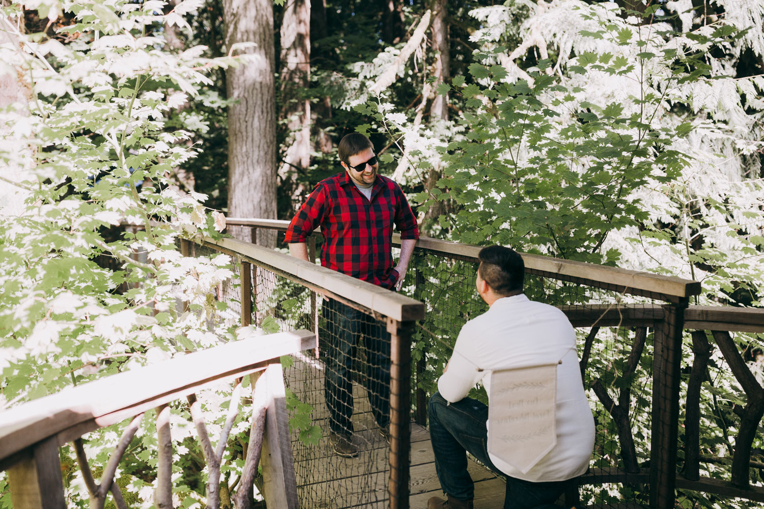  TreeHouse Point surprise proposal on treehouse bridge 